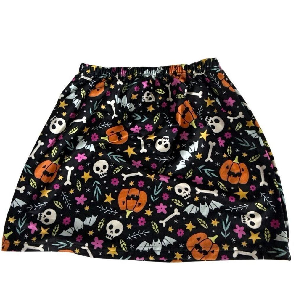 NWT Monday’s Child Girl's Black Halloween Themed Stretch A-Line Skirt Size 12